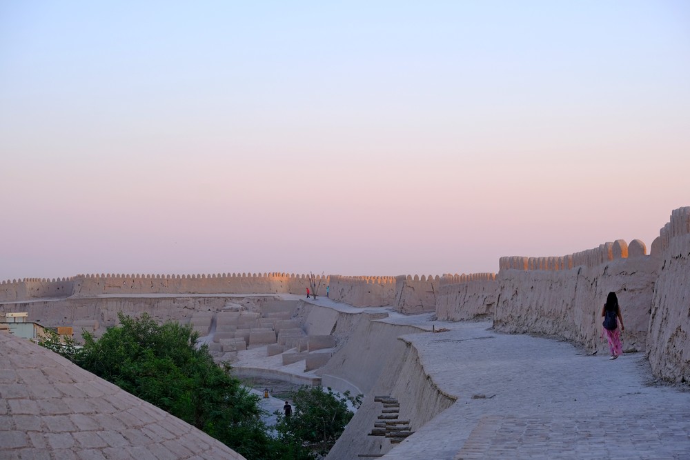 Walking along the Khiva walls