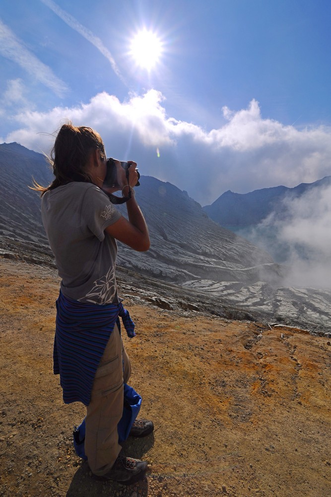 Taking pictures at Kawah Ijen